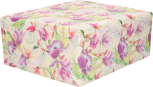 3x rollen Inpakpapier/cadeaupapier creme met paarse bloemen en vogels motief 200 x 70 cm rol