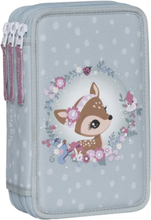 Three Section Pencil Case W/Content, Forest Deer Dusty Mint Accessories Bags Pencil Cases Purple Beckmann Of Norway