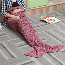 180X90CM Yarn Knitting Mermaid Tail Blanket Air Conditioning Blanket Bed Mat Sleep Bag