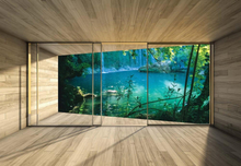 Fototapet Fondvägg Forest Lake 3D Modern Window View Photo (368 cm x 254 cm )