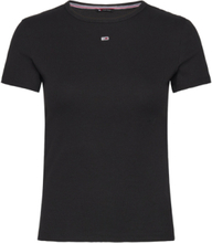 Tjw Slim Essential Rib Ss Ext Tops T-shirts & Tops Short-sleeved Black Tommy Jeans