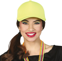 Carnaval baseballcap petje - fluor geel - verkleed accessoires - volwassenen - Eighties/disco