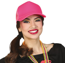 Carnaval baseballcap petje - fluor roze - verkleed accessoires - volwassenen - Eighties/disco