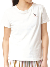 MAZINE Blakely Tee veganes Damen Rundhals-Shirt mit Storch-Stickerei 21133952 Wollweiß