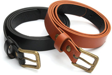 Women Ladies Faux Leather Casual Pin Buckle Thin Skinny Waist Strap Belts