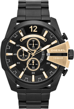 Diesel Horloge Mega Chief staal zwart-goudkleurig DZ4338