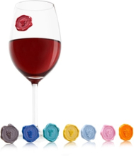 Vacu Vin Glass Markers - Classic, Jalallinen lasi, Sininen, Ruskea, Laivasto, Turkoosi, Muovi, 8 kpl