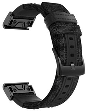 Canvas Jean+ Genuine Leather Watch Band Nylon Sports Watchband Strap for Garmin Fenix 5X / Fenix 5X