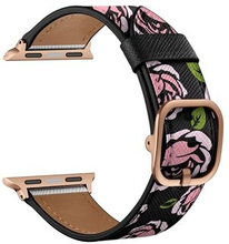 Stilfuldt trykt ægte læderurbånd til Apple Watch Series 1/2/3 42mm / Series 4/5/6 44mm