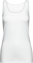 Basic Cotton Tank Top T-shirts & Tops Sleeveless Hvit Femilet*Betinget Tilbud