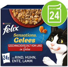 Felix "Sensations" Pouches 24 x 85 g - Truthahn, Rind, Lamm, Ente