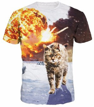 Mens New Summer 3D Cat Printing Casual Short Sleeves Sports T-shirt