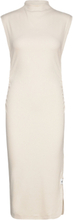 Tab Rib Mock Neck Long Dress Knælang Kjole Cream Calvin Klein Jeans