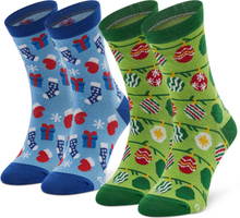 Ankelstrumpor barn 2-pack Rainbow Socks Xmas Socks Balls Kids Gift Pak 2 Färgglad