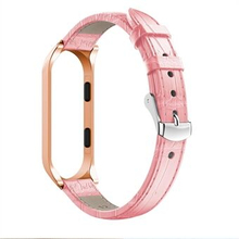 Crocodile Texture Genuine Leather Watch Band with Watch Frame Replacement for Xiaomi Mi Band 3 / Mi