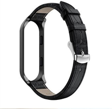 Crocodile Texture Genuine Leather Watch Band with Watch Frame Replacement for Xiaomi Mi Band 3 / Mi