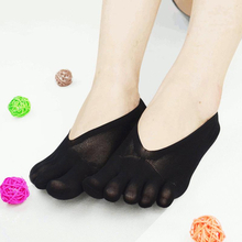 Women Ultra-thin Mesh Hole Five Toe Sock Solid Color Anti-skid Invisibility Boat Socks