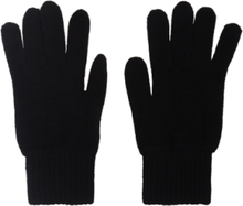 Fijn gebreide zwarte 100% kasjmier handschoenen