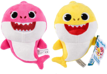Baby Shark pluche knuffel set van 2x karakters mommy-baby 15 cm