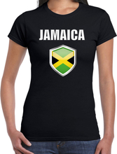 Jamaica fun/ supporter t-shirt dames met Jamaicaanse vlag in vlaggenschild