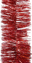 1x Kerst lametta guirlandes kerst rood glitters/glinsterend 7,5 x 270 cm kerstboom versiering/decoratie