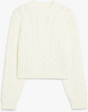 Cable knit turtleneck sweater - White