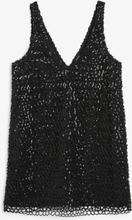 Sequin knitted pinafore mini dress - Black