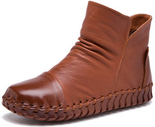 SOCOFY Retro Ankle Leather Boots