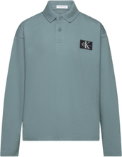 Pique Badge Ls Polo Tops T-shirts Polo Shirts Long-sleeved Polo Shirts Blue Calvin Klein