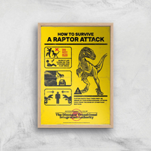 Jurassic World How To Survive A Raptor Attack Giclee Art Print - A4 - Wooden Frame