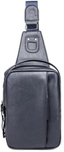 Men's Retro PU Casual Zipper Small Black Brown Blue Crossbody Shoulder Chest Bag