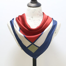 Fashion Women Vintage Geometric Silk Small Kerchief Simple Lattice Stripe Small Square Thin Scarf