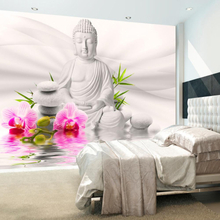 Självhäftande fototapet - Buddha and Orchids (Asien & Zen)