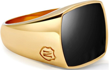 Men's Gold Signet Ring With Onyx Ring Smykker Black Nialaya
