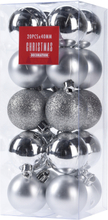 20x Kleine zilveren kunststof kerstballen 4 cm glitter/mat/glans