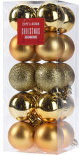 20x Kleine gouden kunststof kerstballen 4 cm glitter/mat/glans