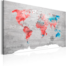 Canvas Tavla - World Map: Red Roam - 60x40