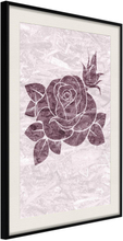 Inramad Poster / Tavla - Monochromatic Rose - 20x30 Svart ram med passepartout