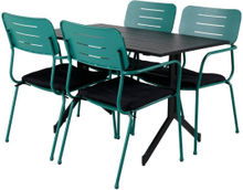 NICKE WAY Matbord 120x70 cm + 4 stolar - Svart/Grön | Utemöbler