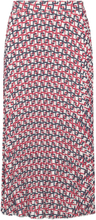 Geometric Print Pleated Skirt Knælang Nederdel Red GANT