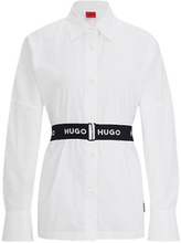 Regular-fit blouse with branded elastic belt