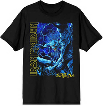 Iron Maiden: Unisex T-Shirt/Fear of the Dark Blue Tone Eddie Vertical Logo (Small)