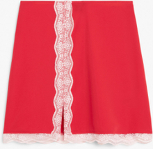 Lace trim mini skirt - Red