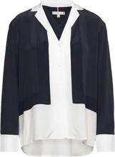 Silk Polkadot Relaxed Shirt Ls Tops Shirts Long-sleeved Navy Tommy Hilfiger