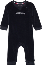 Baby Curved Monotype Coverall Langermet Bodysuit Marineblå Tommy Hilfiger*Betinget Tilbud