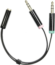 Deltaco 3.5mm Headset Adapter - Mikrofon & Stereo - Sort