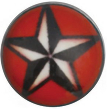 Special Star Röd/Svart/Vit - Dermal Anchor 4 mm Kula med 1,2 mm gängor