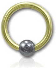 Guldfärgad Titan BCR med Hematite Ball