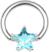 BCR Piercing med Stjärnformad Ljus Blå Sten