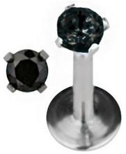 Round Diamond - Labret Piercing med Svart Sten
